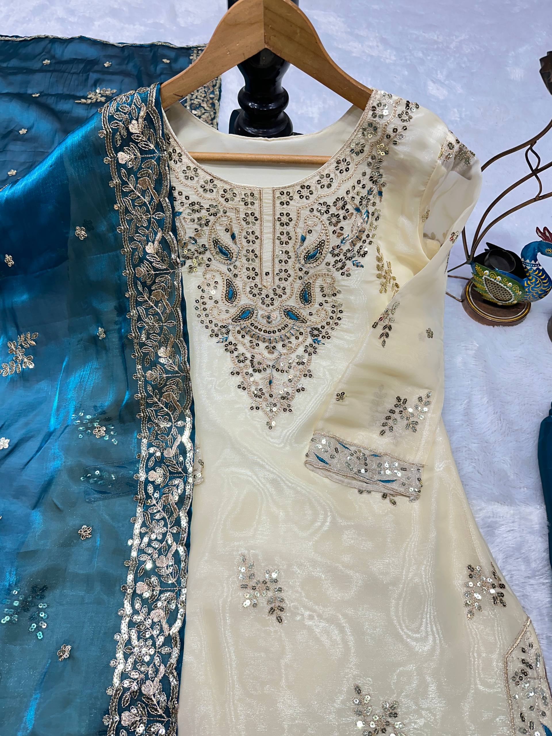 Regal Pearl & Burgundy Palazzo Couture